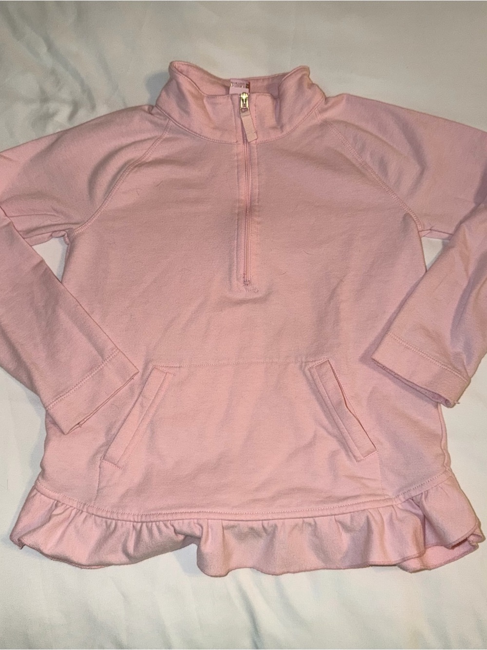 Lilly Pulitzer Light Pink Half-Zip Ruffle Hem Pullover
